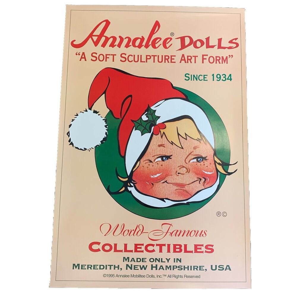1995 Annalee Christmas Advertisement Poster In Original Tube 36”x24” RARE HTF